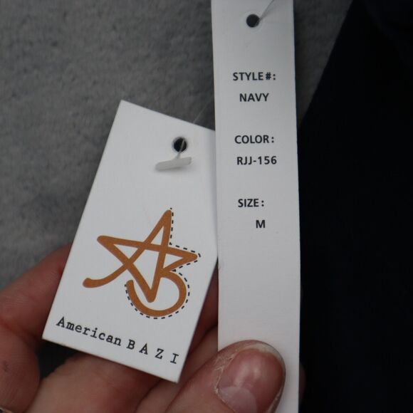 American BAZI Pants Womens M Navy Blue High Rise Slash Pocket Drawstring Jogger - Picture 9 of 16